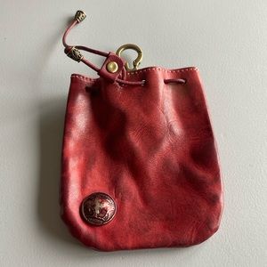 Hrbo vintage red leather buffalo nickel pouch